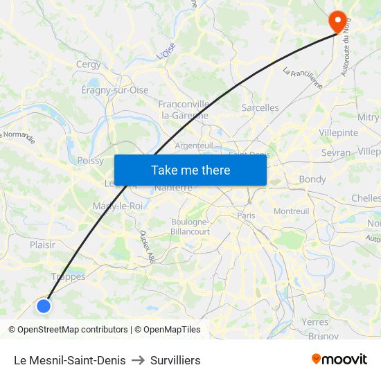 Le Mesnil-Saint-Denis to Survilliers map
