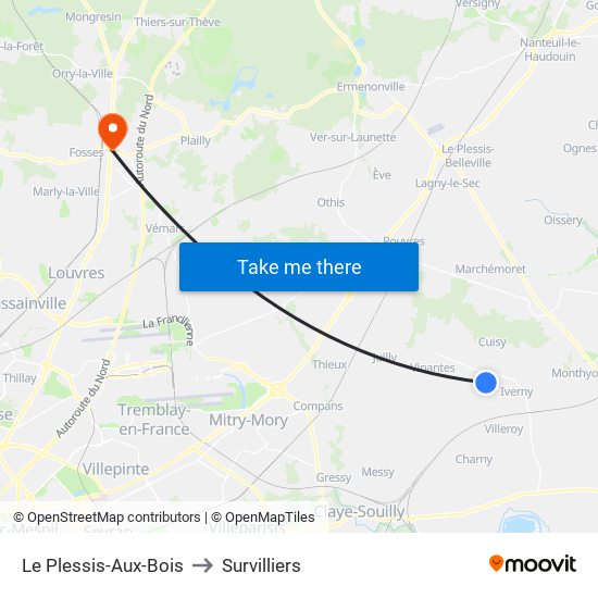 Le Plessis-Aux-Bois to Survilliers map