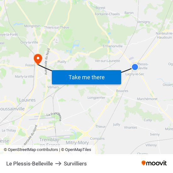 Le Plessis-Belleville to Survilliers map