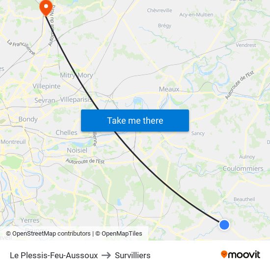 Le Plessis-Feu-Aussoux to Survilliers map