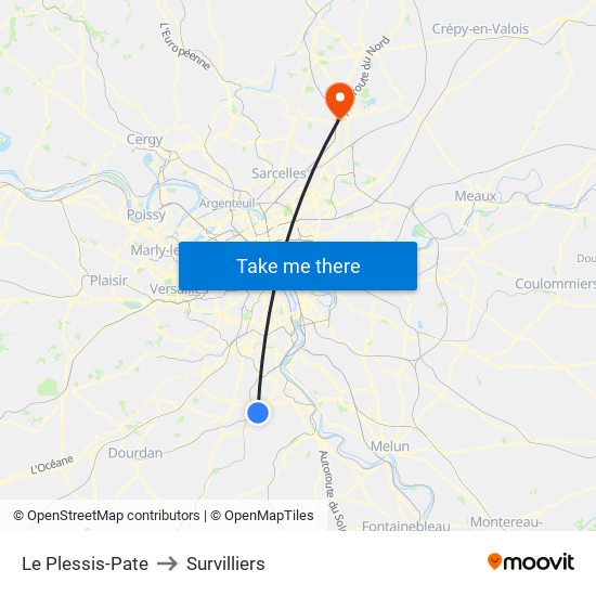 Le Plessis-Pate to Survilliers map