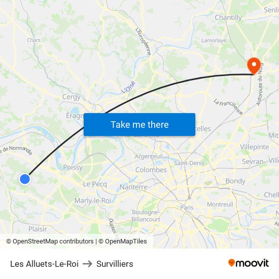 Les Alluets-Le-Roi to Survilliers map