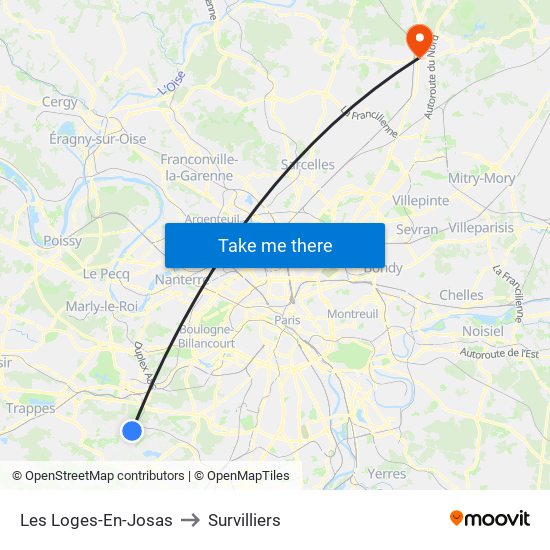 Les Loges-En-Josas to Survilliers map