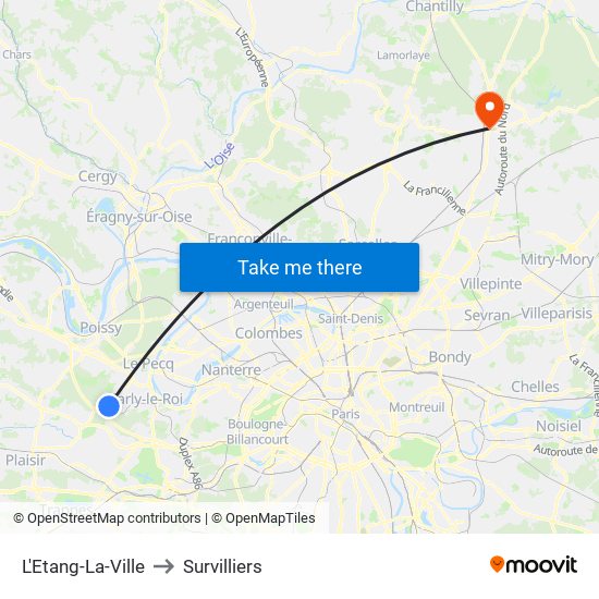 L'Etang-La-Ville to Survilliers map