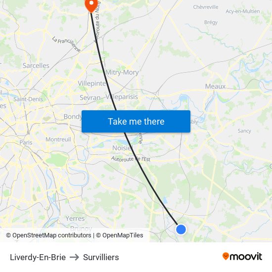 Liverdy-En-Brie to Survilliers map