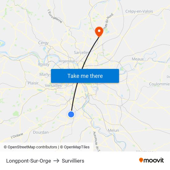 Longpont-Sur-Orge to Survilliers map