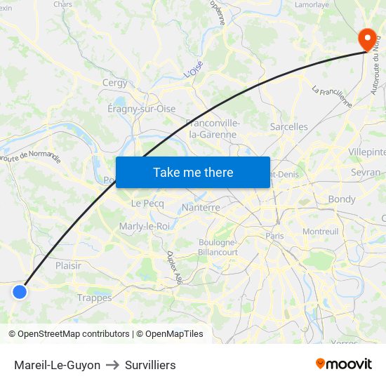 Mareil-Le-Guyon to Survilliers map