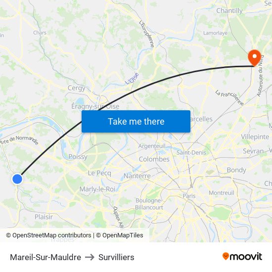 Mareil-Sur-Mauldre to Survilliers map