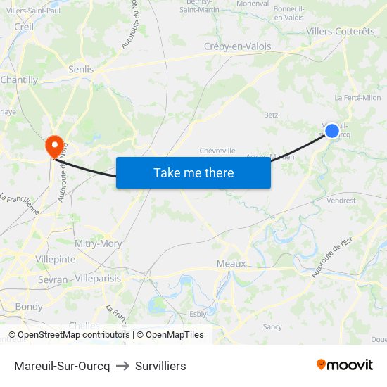 Mareuil-Sur-Ourcq to Survilliers map