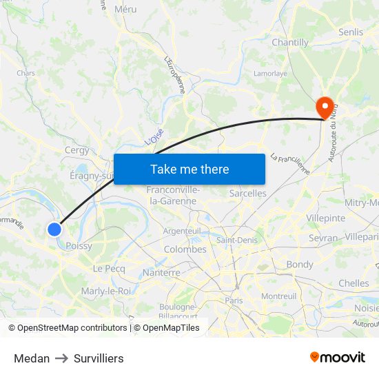 Medan to Survilliers map