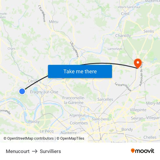 Menucourt to Survilliers map