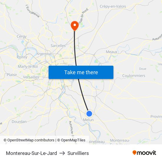 Montereau-Sur-Le-Jard to Survilliers map