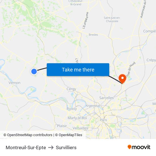 Montreuil-Sur-Epte to Survilliers map