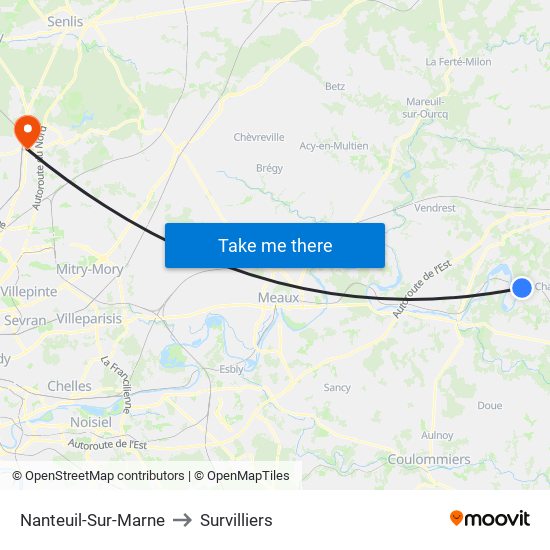 Nanteuil-Sur-Marne to Survilliers map