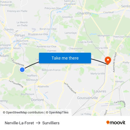 Nerville-La-Foret to Survilliers map