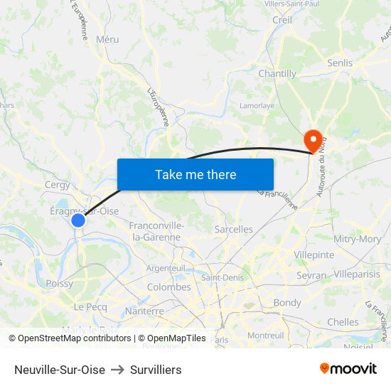 Neuville-Sur-Oise to Survilliers map