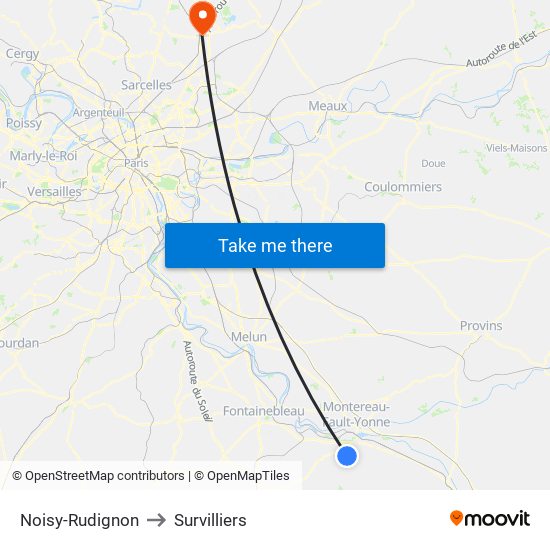 Noisy-Rudignon to Survilliers map