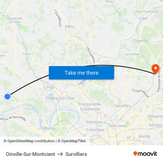 Oinville-Sur-Montcient to Survilliers map