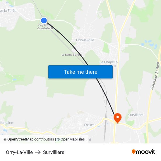 Orry-La-Ville to Survilliers map