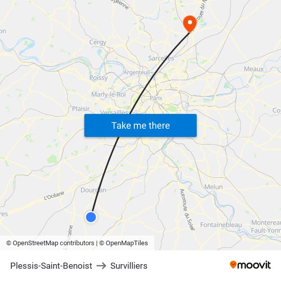 Plessis-Saint-Benoist to Survilliers map