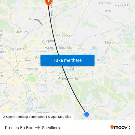Presles-En-Brie to Survilliers map