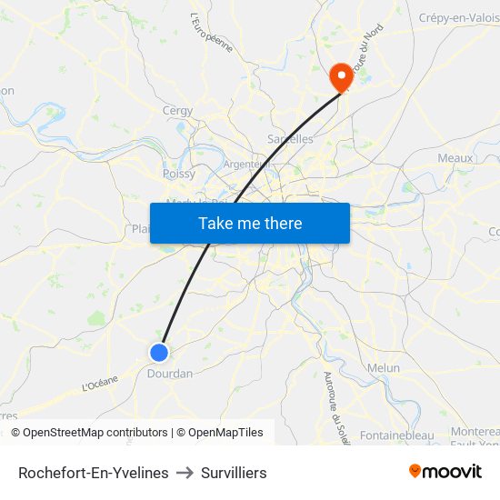 Rochefort-En-Yvelines to Survilliers map