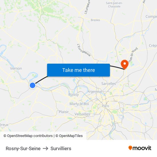 Rosny-Sur-Seine to Survilliers map
