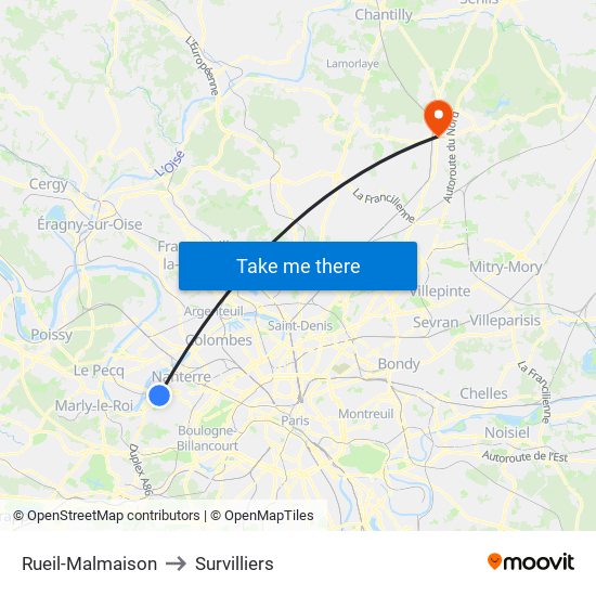 Rueil-Malmaison to Survilliers map