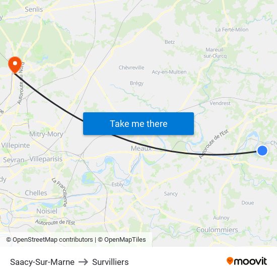 Saacy-Sur-Marne to Survilliers map