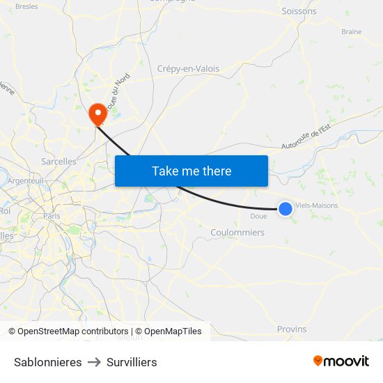 Sablonnieres to Survilliers map