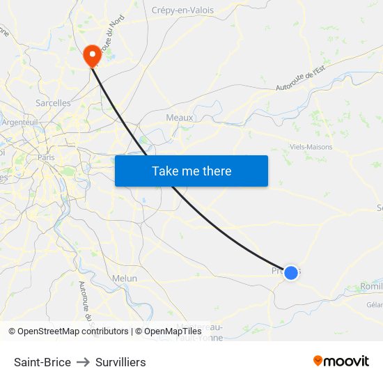 Saint-Brice to Survilliers map