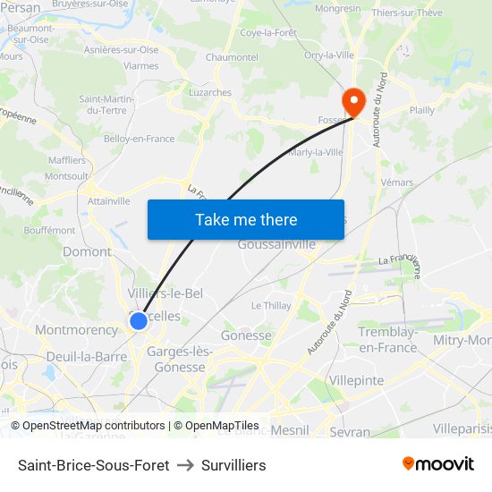 Saint-Brice-Sous-Foret to Survilliers map