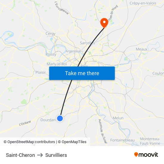 Saint-Cheron to Survilliers map
