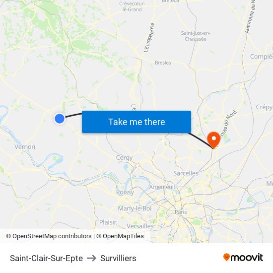 Saint-Clair-Sur-Epte to Survilliers map