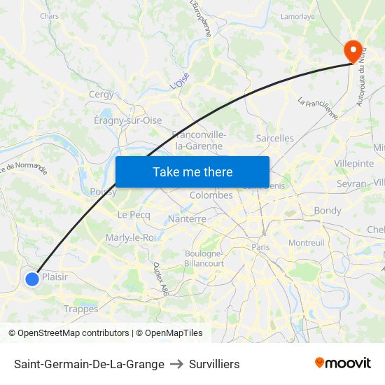 Saint-Germain-De-La-Grange to Survilliers map