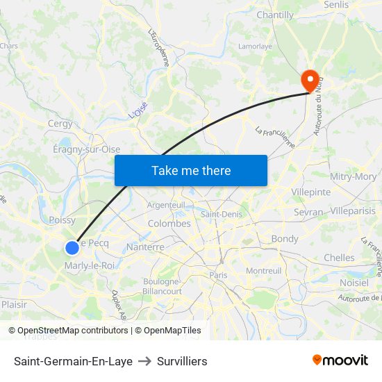Saint-Germain-En-Laye to Survilliers map
