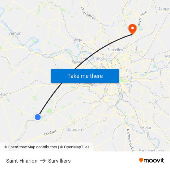 Saint-Hilarion to Survilliers map
