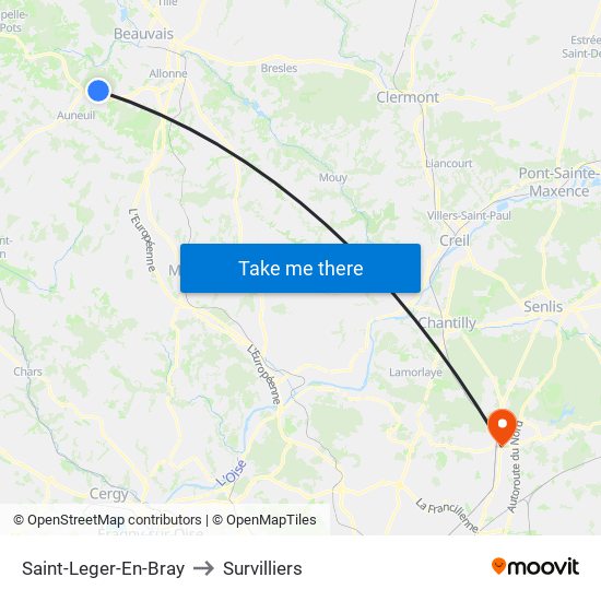Saint-Leger-En-Bray to Survilliers map