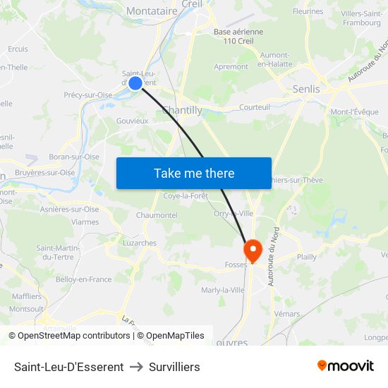 Saint-Leu-D'Esserent to Survilliers map