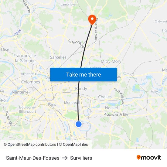 Saint-Maur-Des-Fosses to Survilliers map