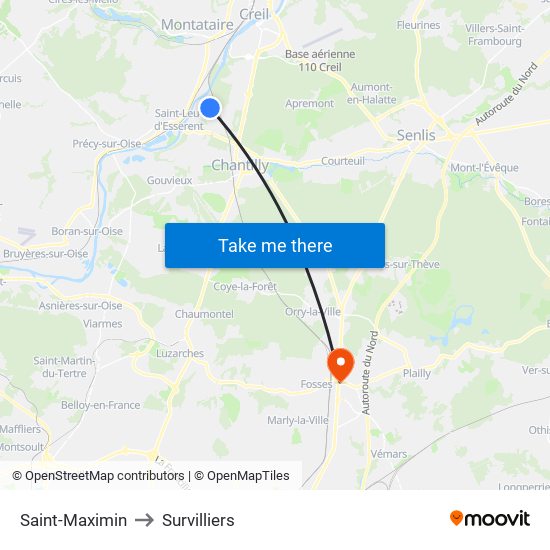Saint-Maximin to Survilliers map