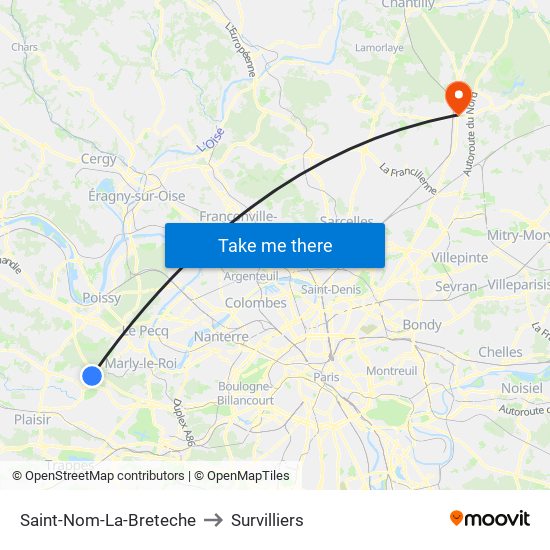 Saint-Nom-La-Breteche to Survilliers map