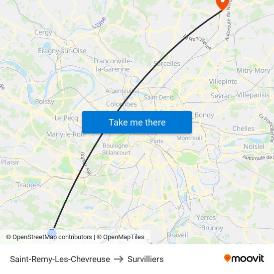 Saint-Remy-Les-Chevreuse to Survilliers map