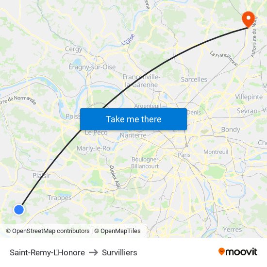 Saint-Remy-L'Honore to Survilliers map