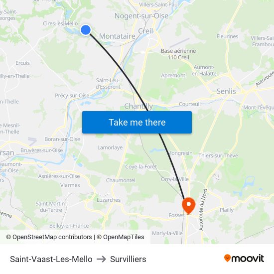 Saint-Vaast-Les-Mello to Survilliers map