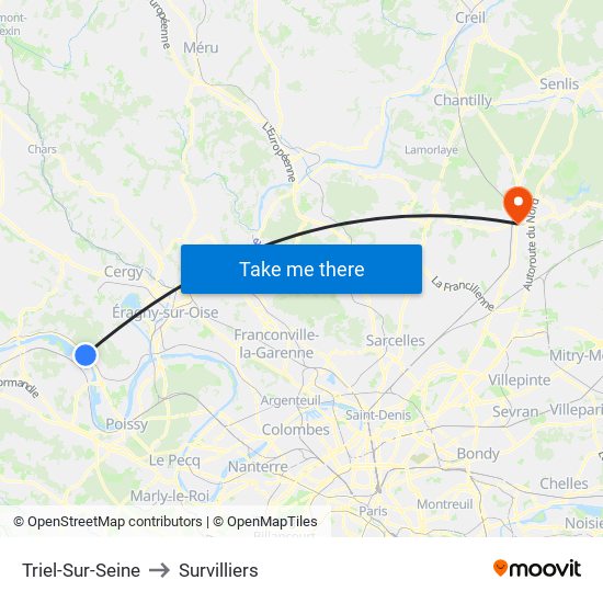 Triel-Sur-Seine to Survilliers map