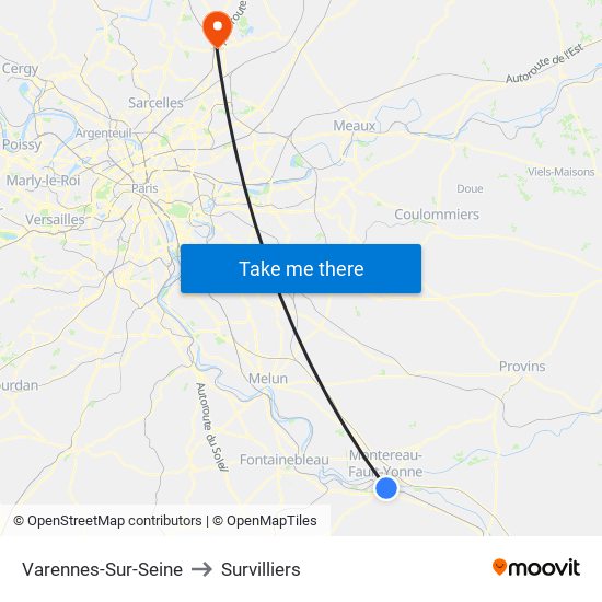 Varennes-Sur-Seine to Survilliers map