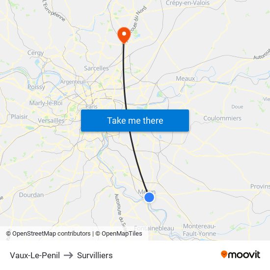 Vaux-Le-Penil to Survilliers map