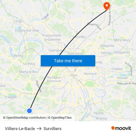 Villiers-Le-Bacle to Survilliers map