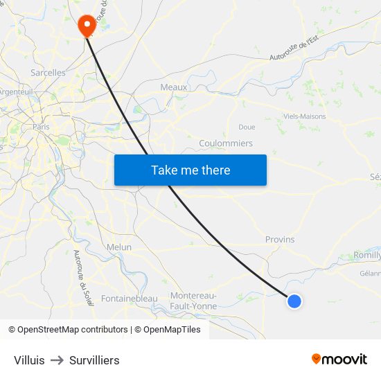 Villuis to Survilliers map